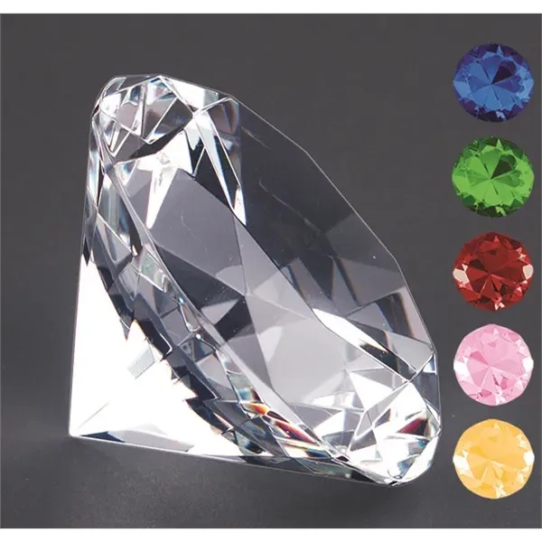 CRYSTAL SPARKLING DIAMOND AWARD / PAPERWEIGHT - 3" DIAMETER - Image 1