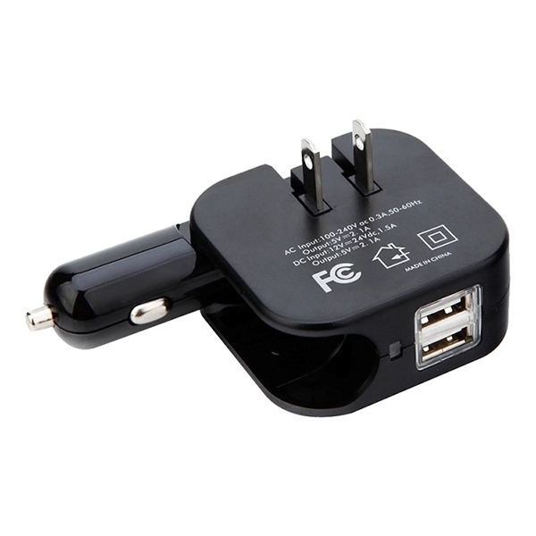 2-in-1 Compact Dual USB Wall Charger and Car Charger foldabl - Image 2