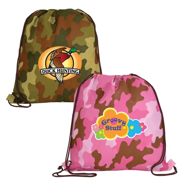 NW Camo Drawstring Backpack, Full Color Digital - Image 1
