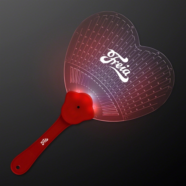 Red Heart Light Up Hand Fan - Image 1