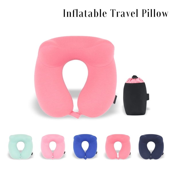 Premium Smooth Cover Inflatable Neck Pillow with Packsack - Image 1