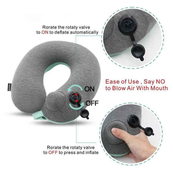 Premium Smooth Cover Inflatable Neck Pillow with Packsack - Image 4