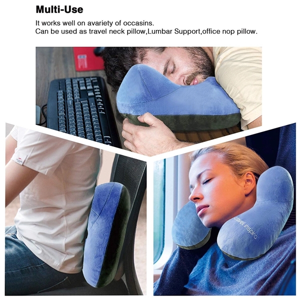 Premium Smooth Cover Inflatable Neck Pillow with Packsack - Image 1