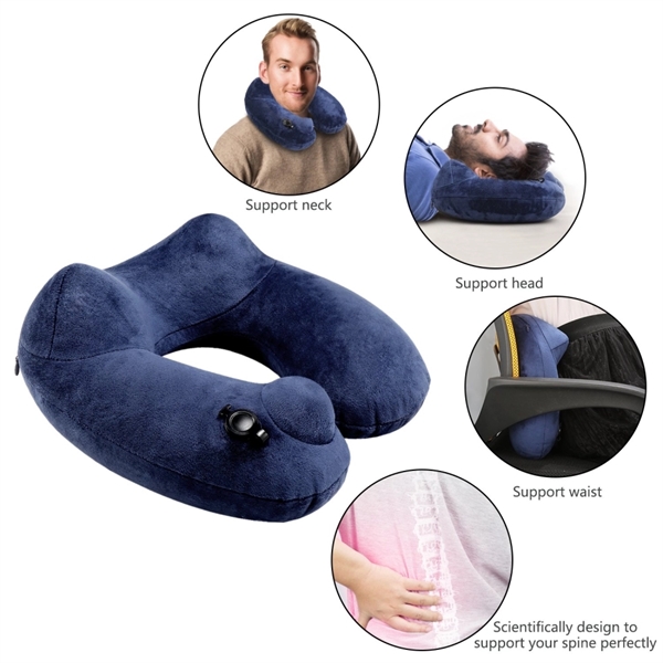Premium Soft Velvet Inflatable Neck Pillow with Packsack - Image 5