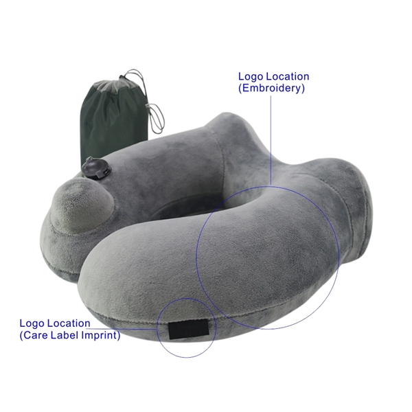 Premium Soft Velvet Inflatable Neck Pillow with Packsack - Image 7