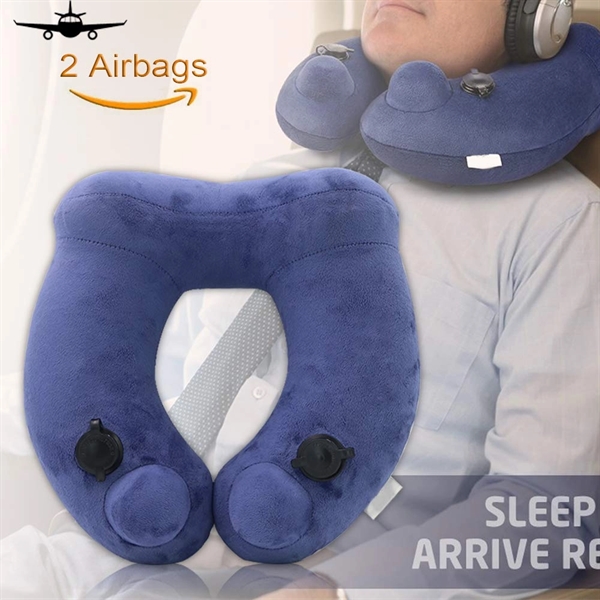Premium Soft Velvet Inflatable Neck Pillow with Packsack. - Image 3