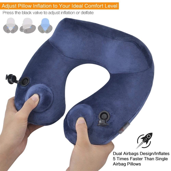Premium Soft Velvet Inflatable Neck Pillow with Packsack. - Image 5