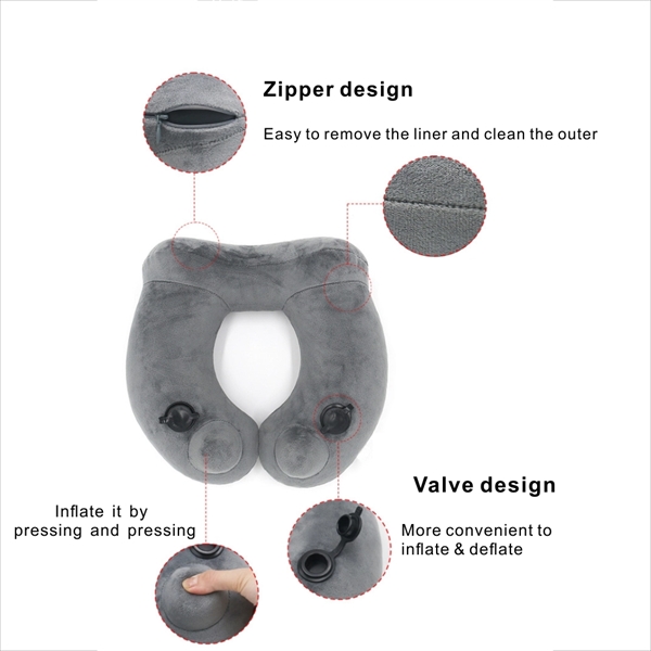 Premium Soft Velvet Inflatable Neck Pillow with Packsack. - Image 7