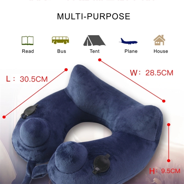 Premium Soft Velvet Inflatable Neck Pillow with Packsack. - Image 6