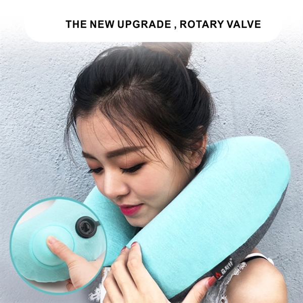 Premium Smooth Cover Inflatable Neck Pillow with Packsack. - Image 5