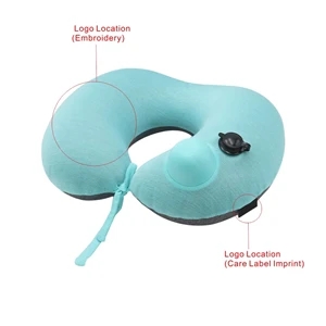 Premium Smooth Cover Inflatable Neck Pillow with Packsack.