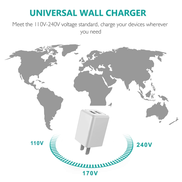 Dual Port USB Wall Charger Adapter, AC Adapter, Travel Charg - Image 7