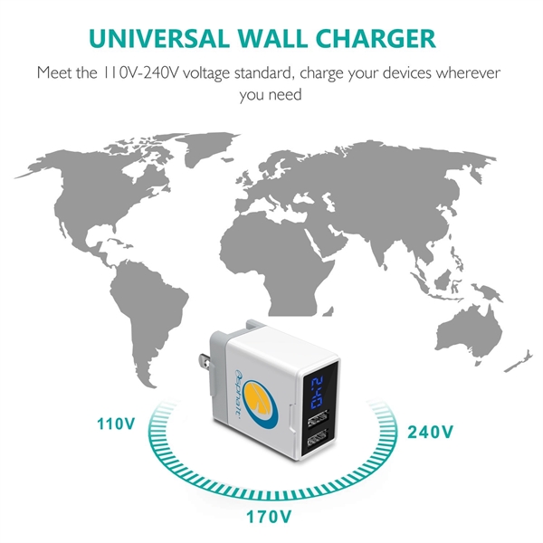 2.4A Dual Port USB Wall Charger Adapter, AC Adapter, Travel - Image 2