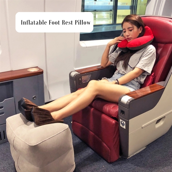 Carry on Inflatable Foot Rest Pillow with Packsack - Image 4