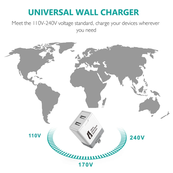 3.1A Dual Port USB Wall Charger Adapter, AC Adapter, Travel - Image 4