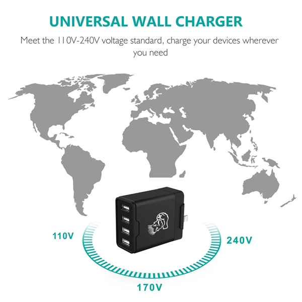 4  Port USB Wall Charger Adapter, Travel Charging Station - Image 2