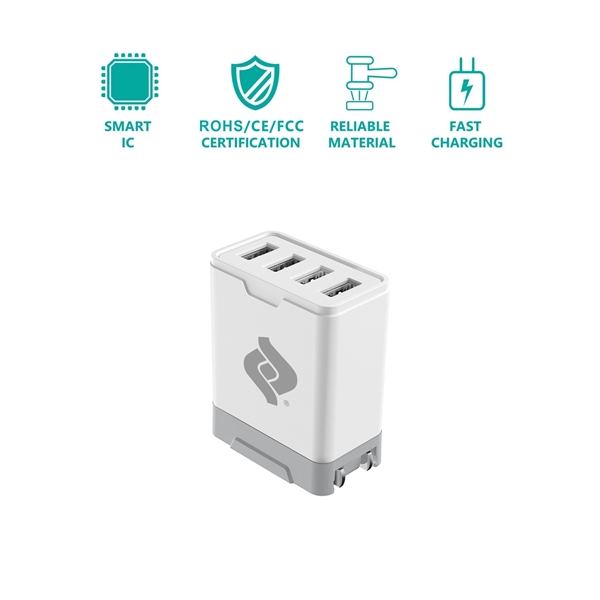 4  Port USB Wall Charger Adapter, Travel Charging Station - Image 3