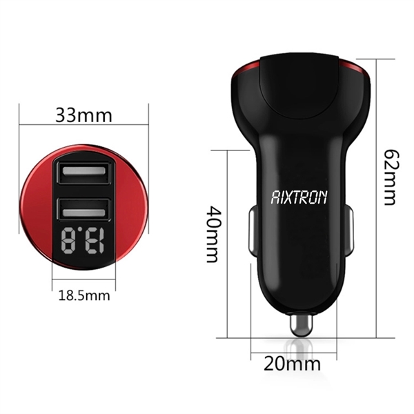 2.4A Dual Port USB Car Charger with LED Display - Image 8