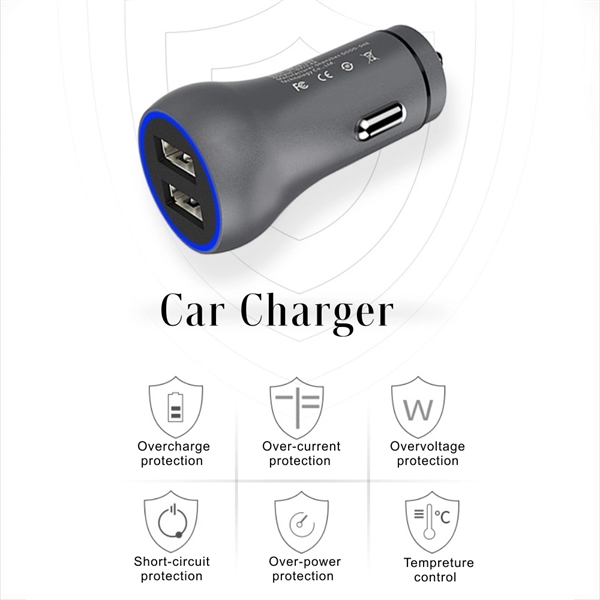 2.4A Dual Port Aluminum USB Car Charger, Cigarette Lighter - Image 3