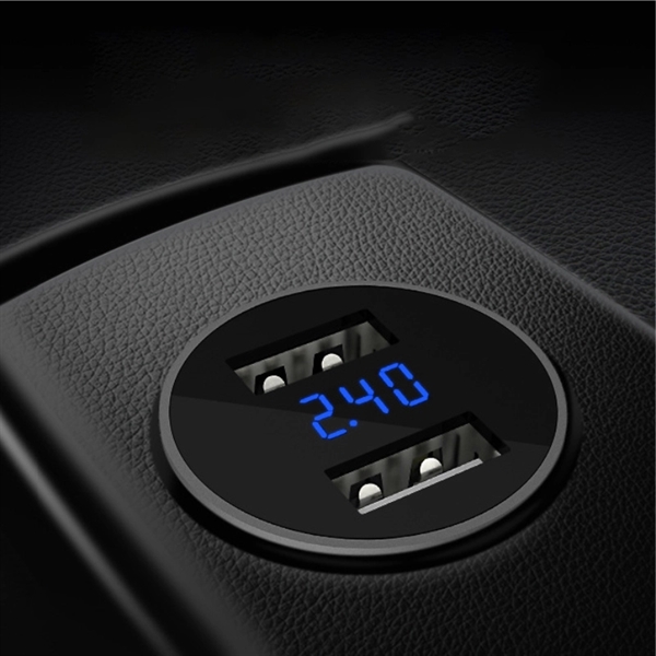 2.4A Dual Port Aluminum USB Car Charger with LED Display - Image 9