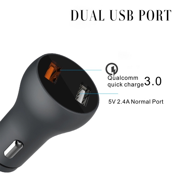 18W Quick Charge Dual Port Aluminum USB Car Charger - Image 4