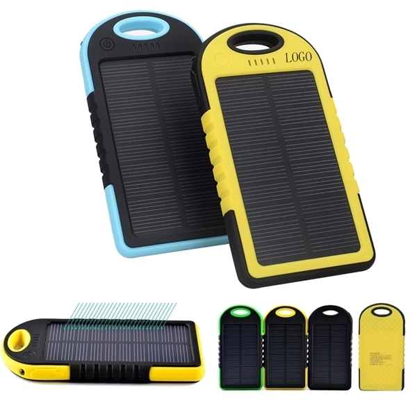 5000mAh Portable Waterproof Solar Power Bank Dual USB Ports