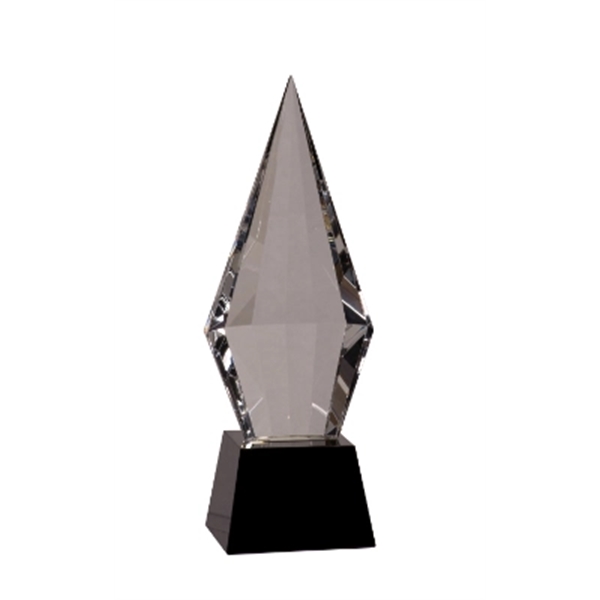 Obelisk Facet Crystal on Black Pedestal Base
