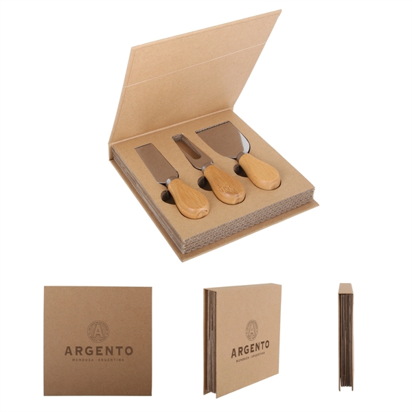 3-Pc Cheese Knife Set with Cardboard Gift Box - Image 1