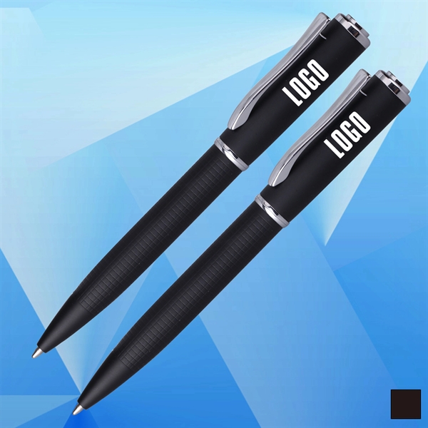 Office Ballpoint Pen with Plaid Anti-slip Grip - Image 1