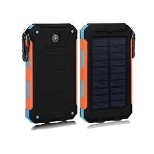 Rainproof SOS Dual USB Solar Power Bank Panels with Compass
