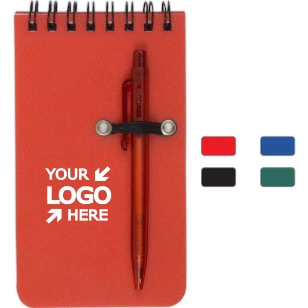 Pocket Sized Spiral Jotter Notebook& Pen With Imprint Logo