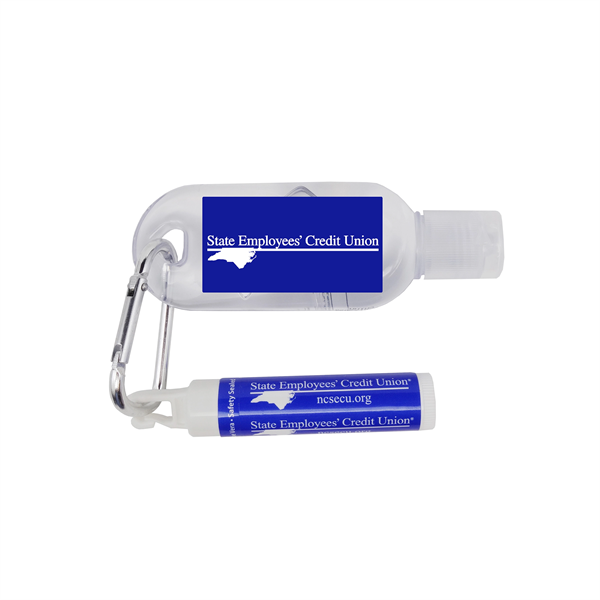 1 oz Tottle Antibacterial Sanitizer W/Carabiner + Clip Balm