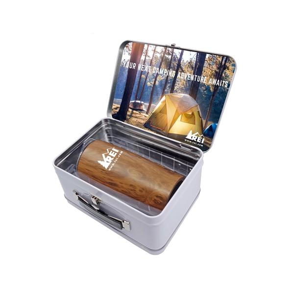 Retro Lunchbox + 20 oz Wood Tone Stainless Steel Tumbler - Image 1
