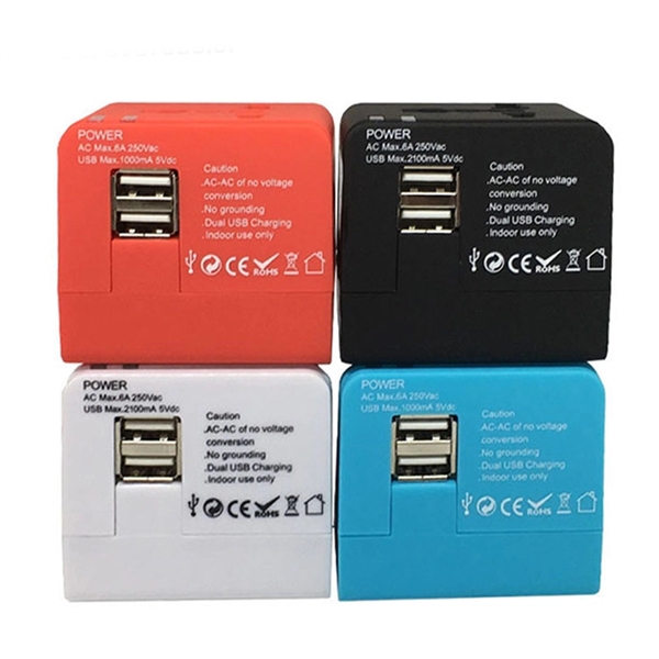 2 USB Ports Universal Travel Adapter W/ Oxford Bag - Image 2