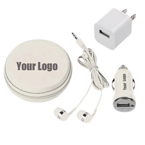 USB Earphone Charger 3-In-1 Travel Kit