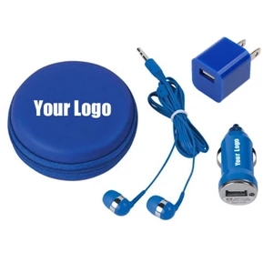 Charger/USB/Earphone 3-In-1 Travel Kit