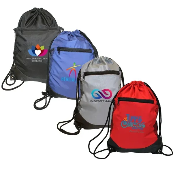 Soft RPET Pocket Drawstring Backpack, Full Color Digital - Image 1