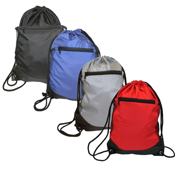 Blank, Soft RPET Pocket Drawstring Backpack - Image 1