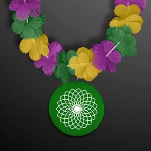 Purple Green & Gold Flower Lei Necklace (Non-Light Up)