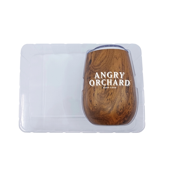 Retro Lunchbox + Single 10oz Stemless Wood Tone Wine Glass - Image 3