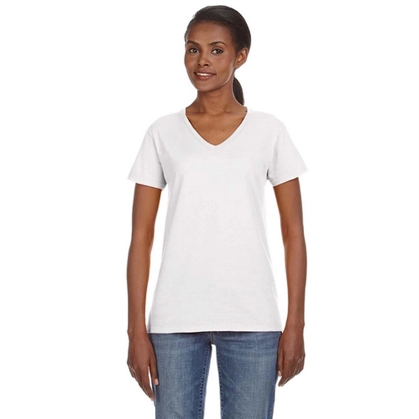 Anvil Ladies' Ringspun V-Neck T-Shirt - White