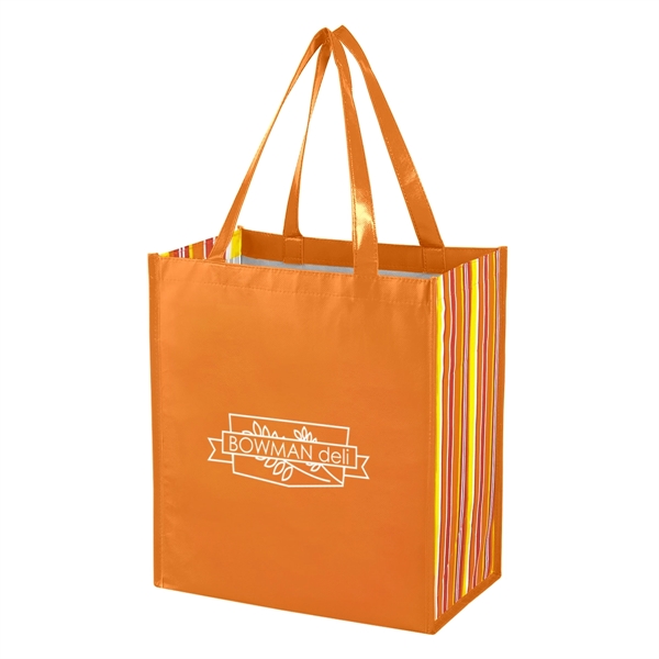 Shiny Laminated Non-Woven Tropic Shopper Tote Bag - Image 2