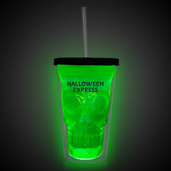 Neon Green LED Skull Cup - Image 1