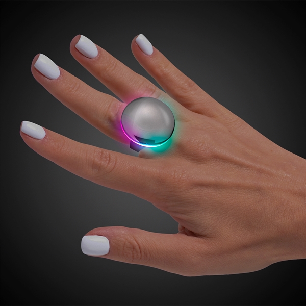 Silver Button LED Laser Ring - Image 1