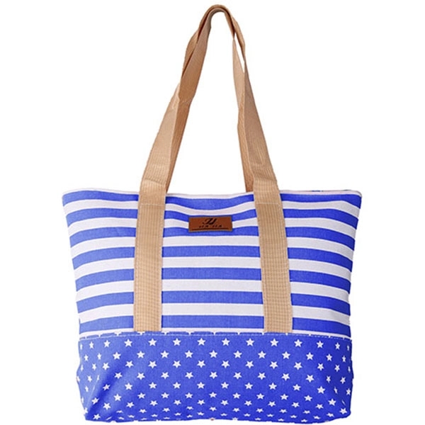 Striped And Star-shaped Patterns Tote - Image 2