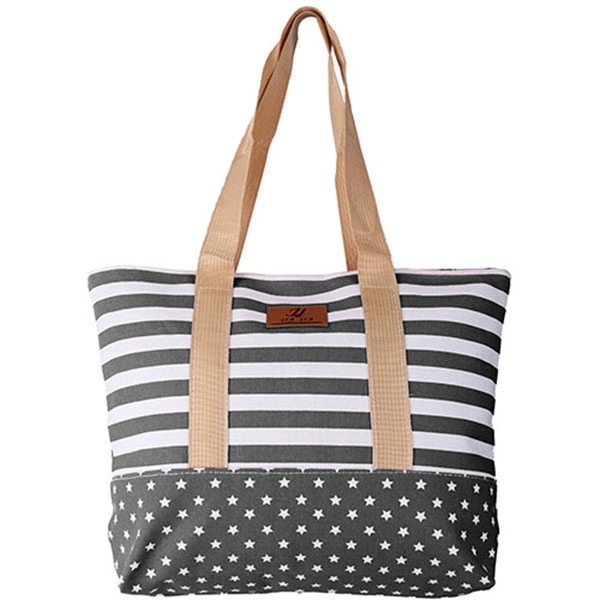 Striped And Star-shaped Patterns Tote - Image 4