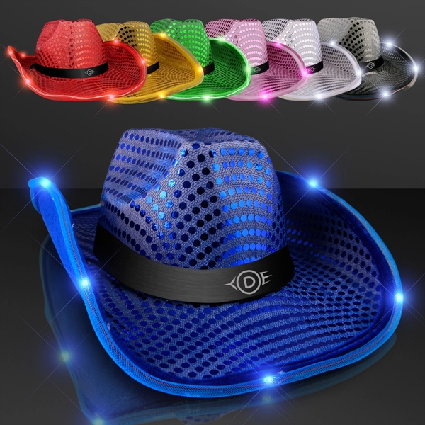 Sequin Cowboy Hat with LED Brim - Image 1