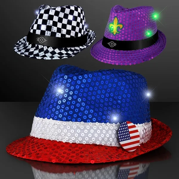 Shiny Colorful Fedora Hats with Flashing Lights - Image 1