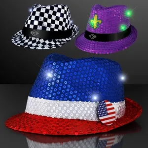 Shiny Colorful Fedora Hats with Flashing Lights
