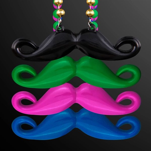 Mardi Gras beads with hipster mustache pendant - Image 10